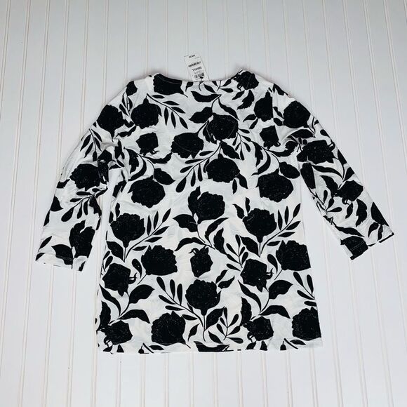 JM Collection Flocked Velvet Jacquard Keyhole 3/4 Sleeve Top Size S NWT - Picture 7 of 10